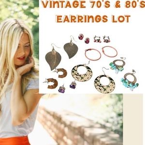 Vintage 70s 80s Jewelry Lot Vintage Earrings Bundle Boho Cottagecore Festival